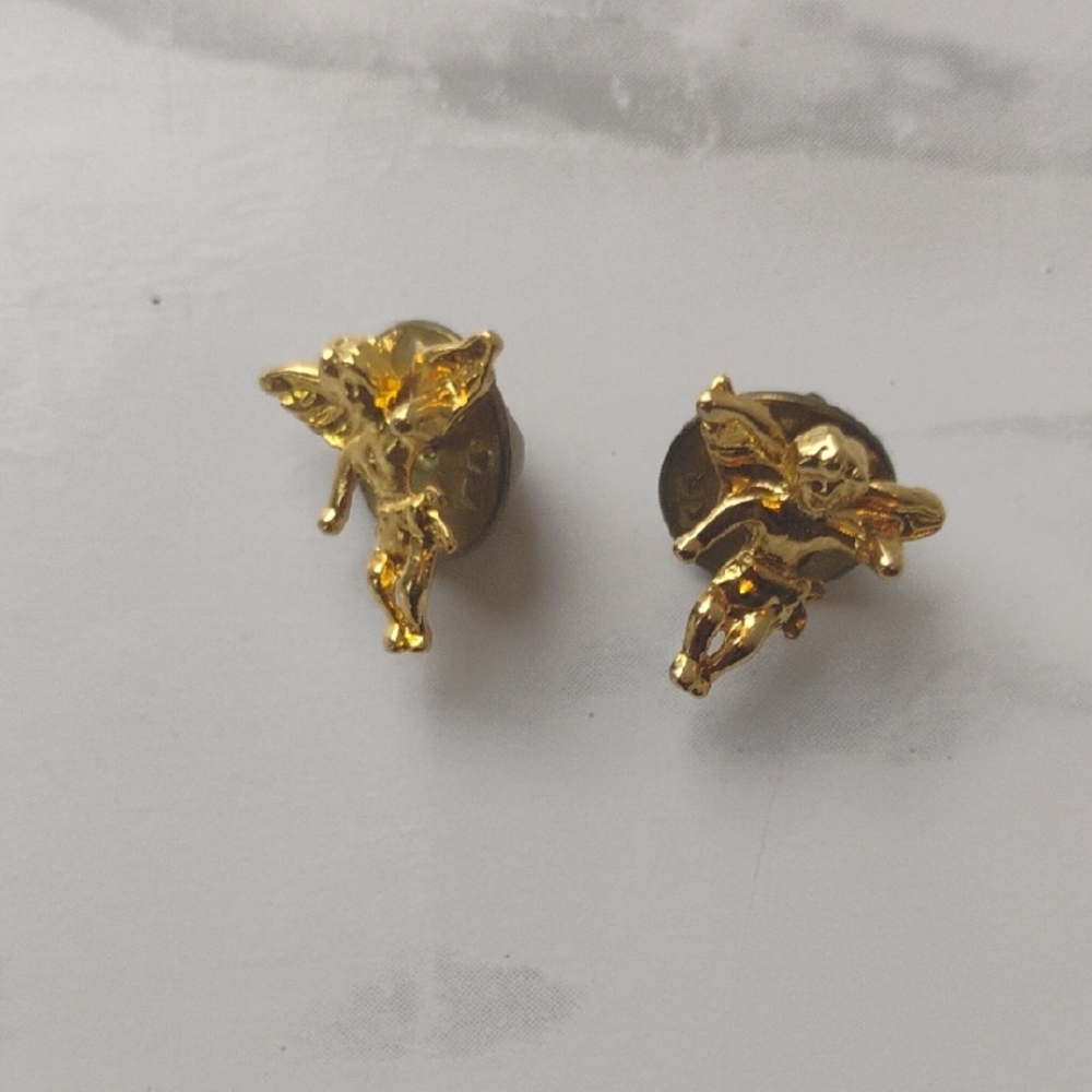 Gold Angel Stud Earrings